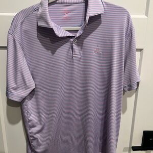 Rhoback Men's Polo Shirt - Lavender and White Stripes